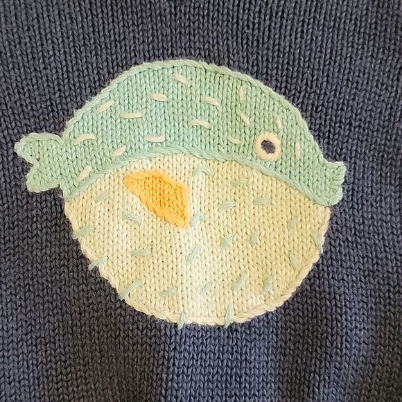JANIE AND JACK BLUE PUFFER FISH SWEATER VEST, SIZE 3-6 MONTHS - Picture 2 of 4